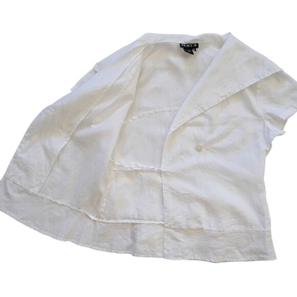 Tracy M. 100% Linen Short Sleeve Button Top Women's Size M Summer Blouse - Picture 5 of 8